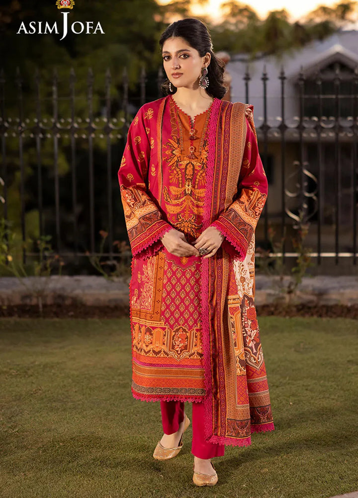 Asim Jofa Printed Viscose Suits Unstitched 3 Piece AJ24UW AJUW-63 - Winter Collection