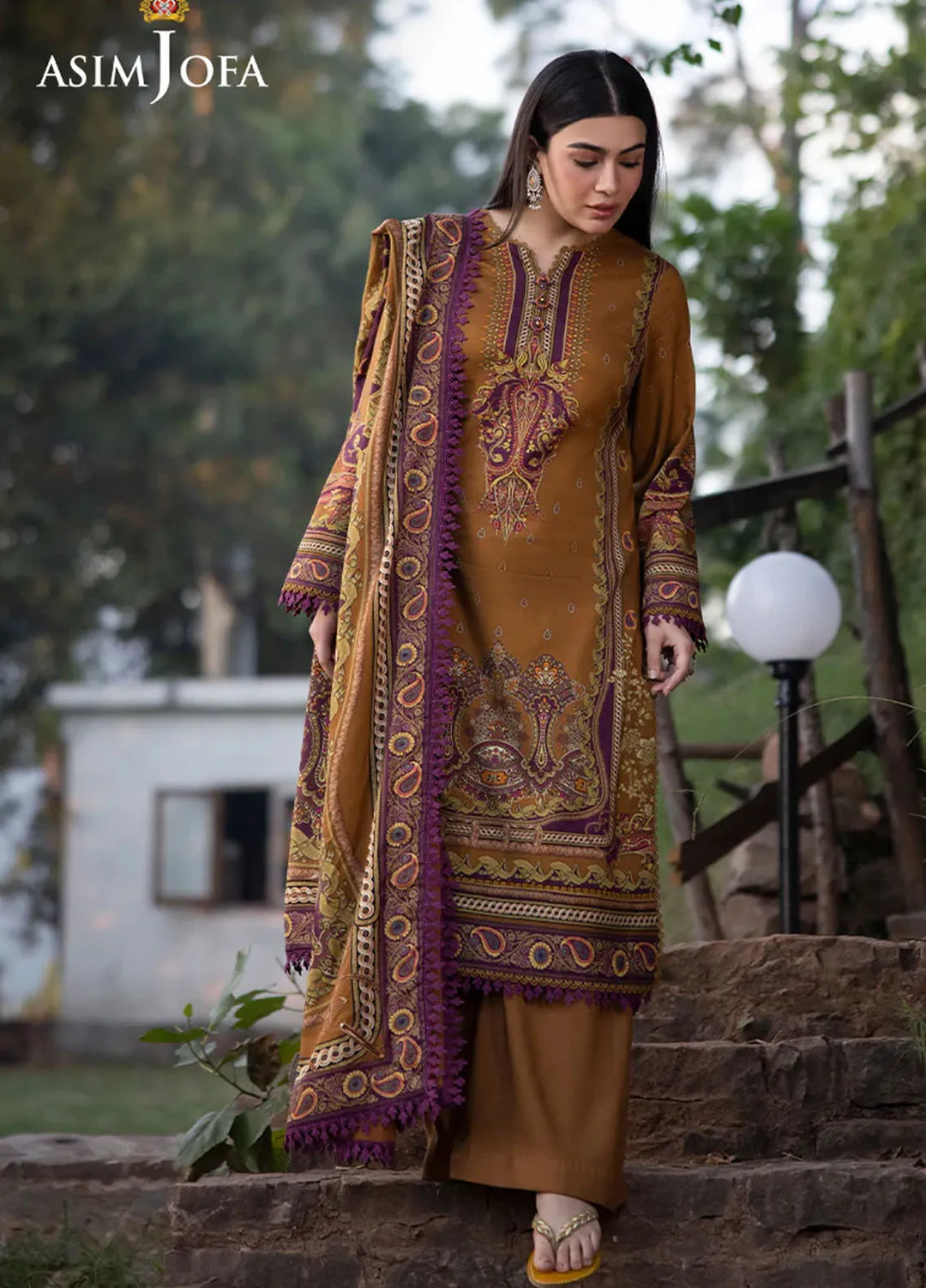 Asim Jofa Printed Viscose Suits Unstitched 3 Piece AJ24UW AJUW-64 - Winter Collection