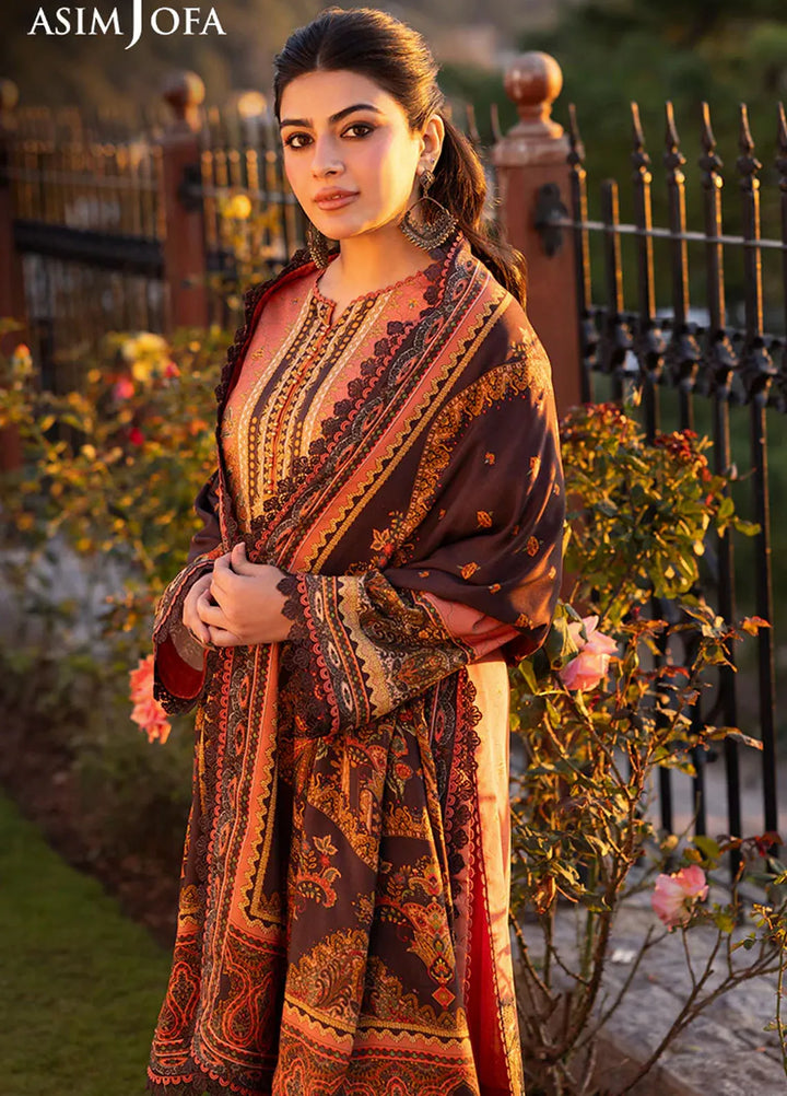 Asim Jofa Printed Viscose Suits Unstitched 3 Piece AJ24UW AJUW-65 - Winter Collection
