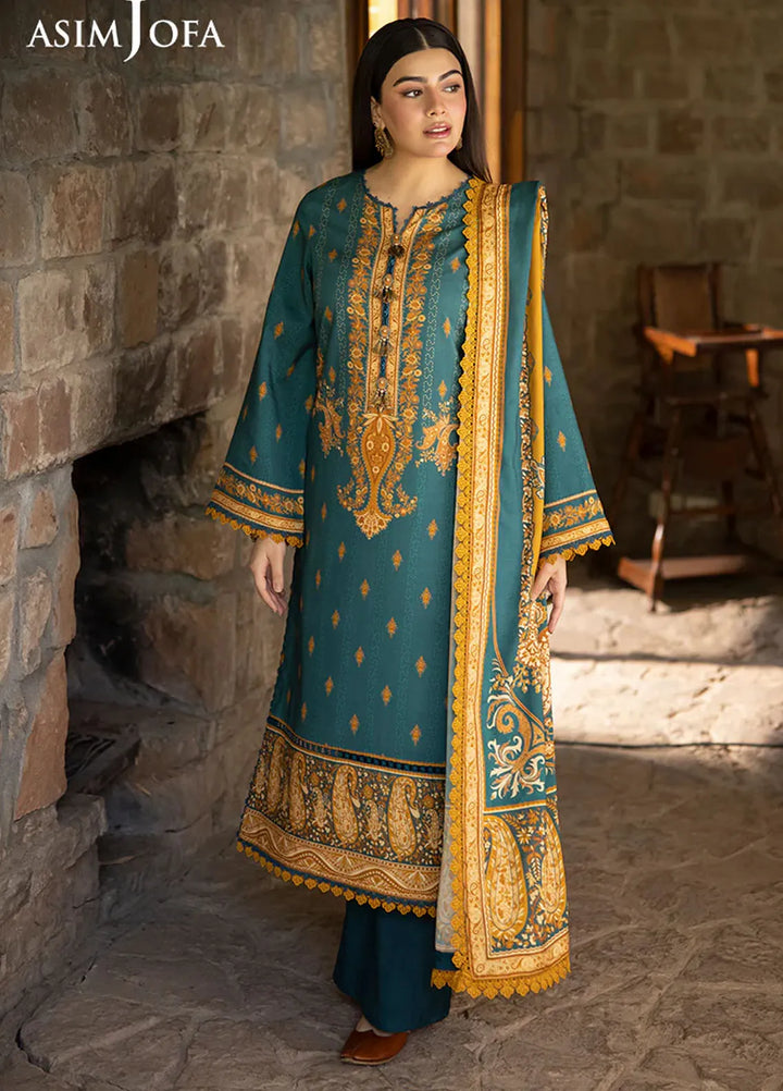 Asim Jofa Printed Viscose Suits Unstitched 3 Piece AJ24UW AJUW-66 - Winter Collection