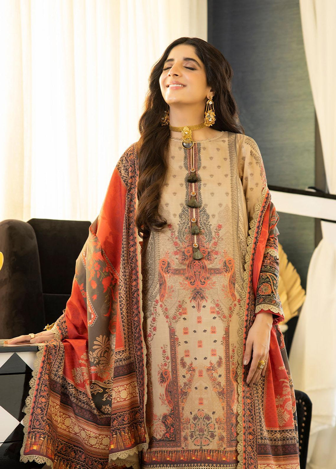 Asim Jofa Printed Lawn Suits Unstitched 2 Piece AJ23P AJS-05 - Summer Collection