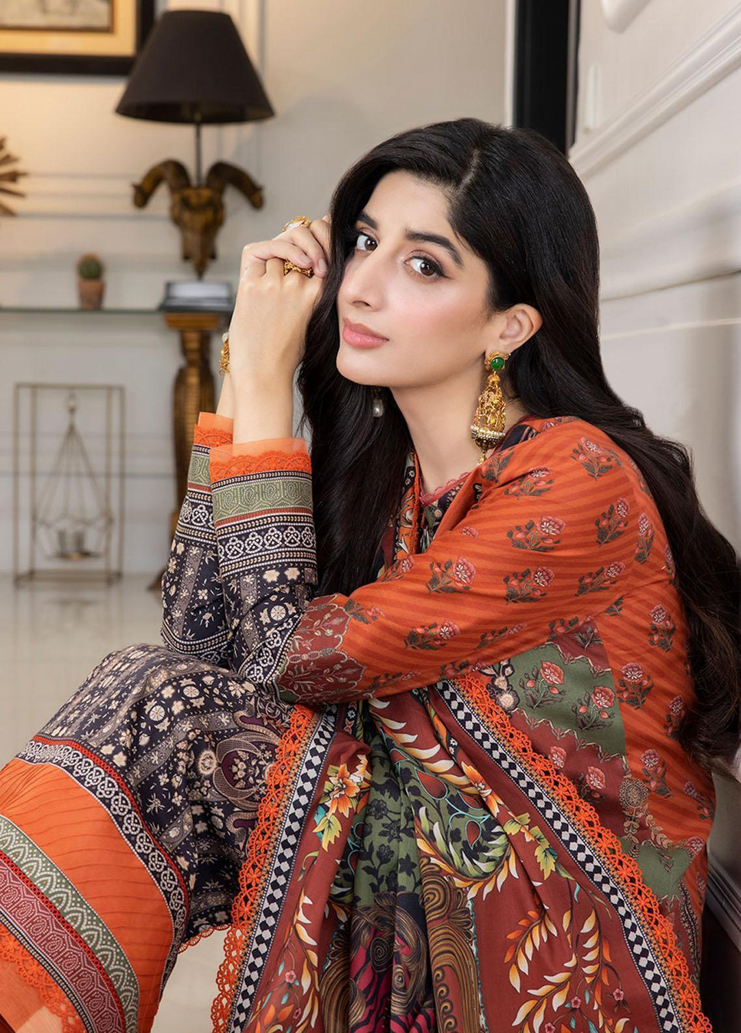 Asim Jofa Printed Lawn Suits Unstitched 2 Piece AJ23P AJS-08 - Summer Collection