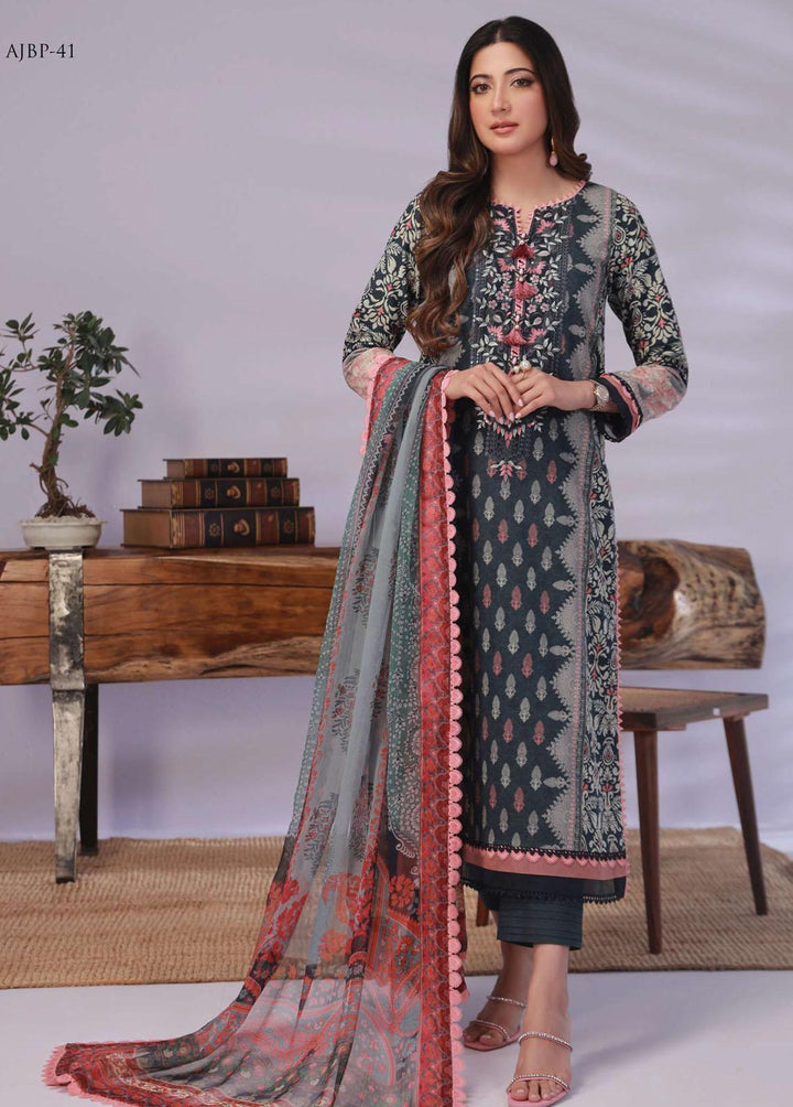 Asim Jofa Embroidered Lawn Suits Unstitched 3 Piece AJ23-P2 AJBP-41 - Summer Collection