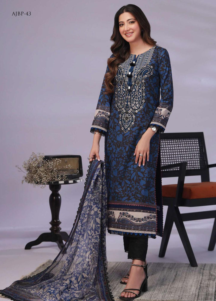 Asim Jofa Embroidered Lawn Suits Unstitched 3 Piece AJ23-P2 AJBP-43 - Summer Collection
