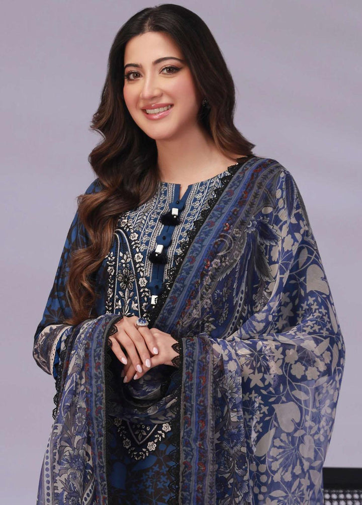 Asim Jofa Embroidered Lawn Suits Unstitched 3 Piece AJ23-P2 AJBP-43 - Summer Collection