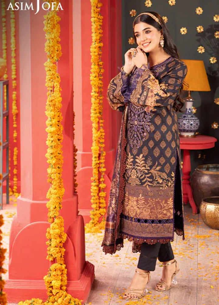 Asra By Asim Jofa Embroidered Jacquard Unstitched Suit 3 Piece AJ24AE AJRA-01 - Festive Collection