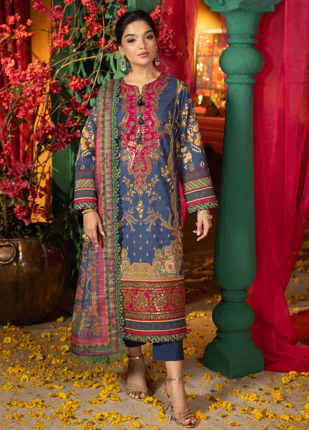 Asra By Asim Jofa Embroidered Jacquard Unstitched Suit 3 Piece AJ24AE AJRA-03 - Festive Collection