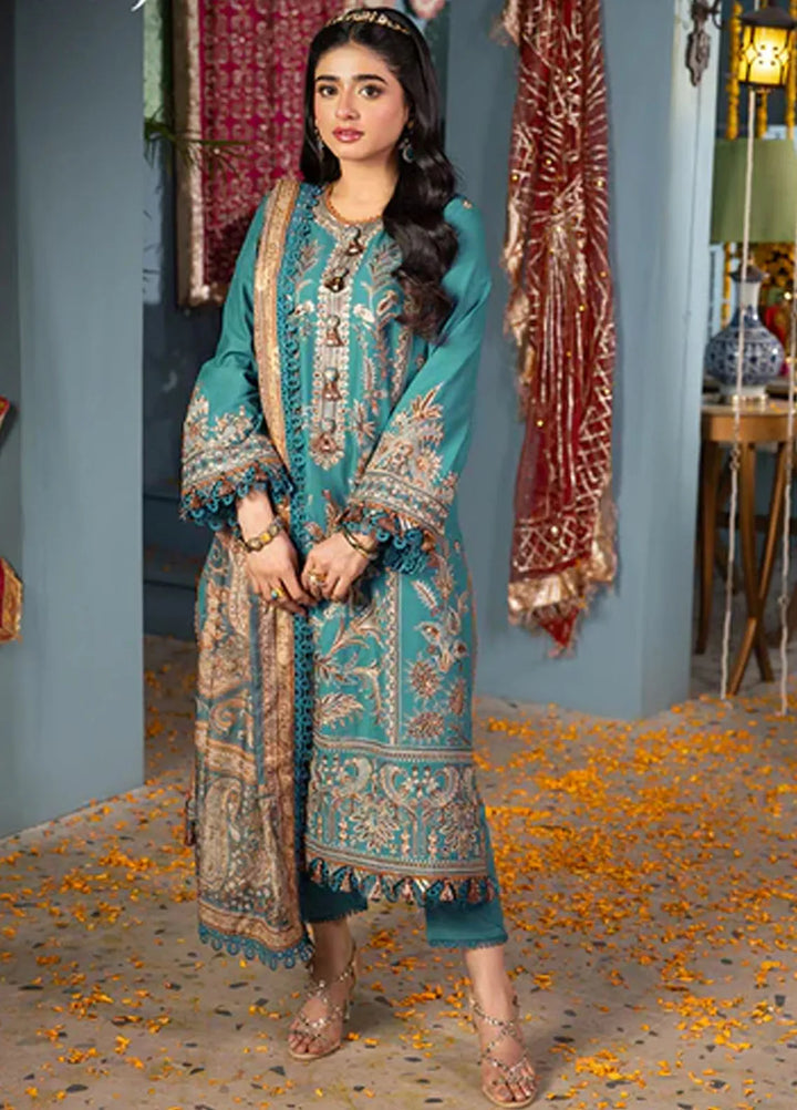 Asra By Asim Jofa Embroidered Lawn Unstitched Suit 3 Piece AJ24AE AJRA-10 - Festive Collection