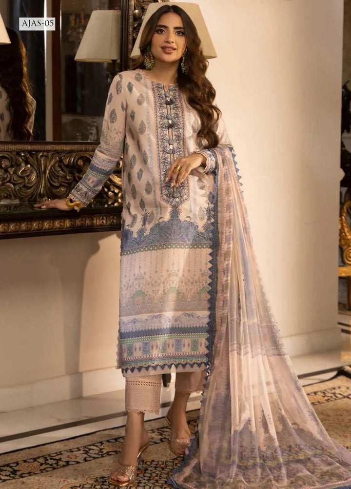 Asra Intermix By Asim Jofa Embroidered Cambric Unstitched Suit 3 Piece AJ23AI AJAS-05 - Formal Collection