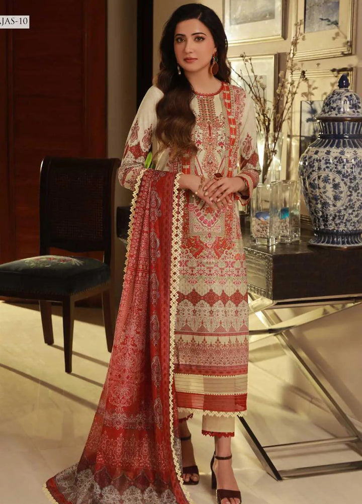 Asra Intermix By Asim Jofa Embroidered Cambric Unstitched Suit 3 Piece AJ23AI AJAS-10 - Formal Collection