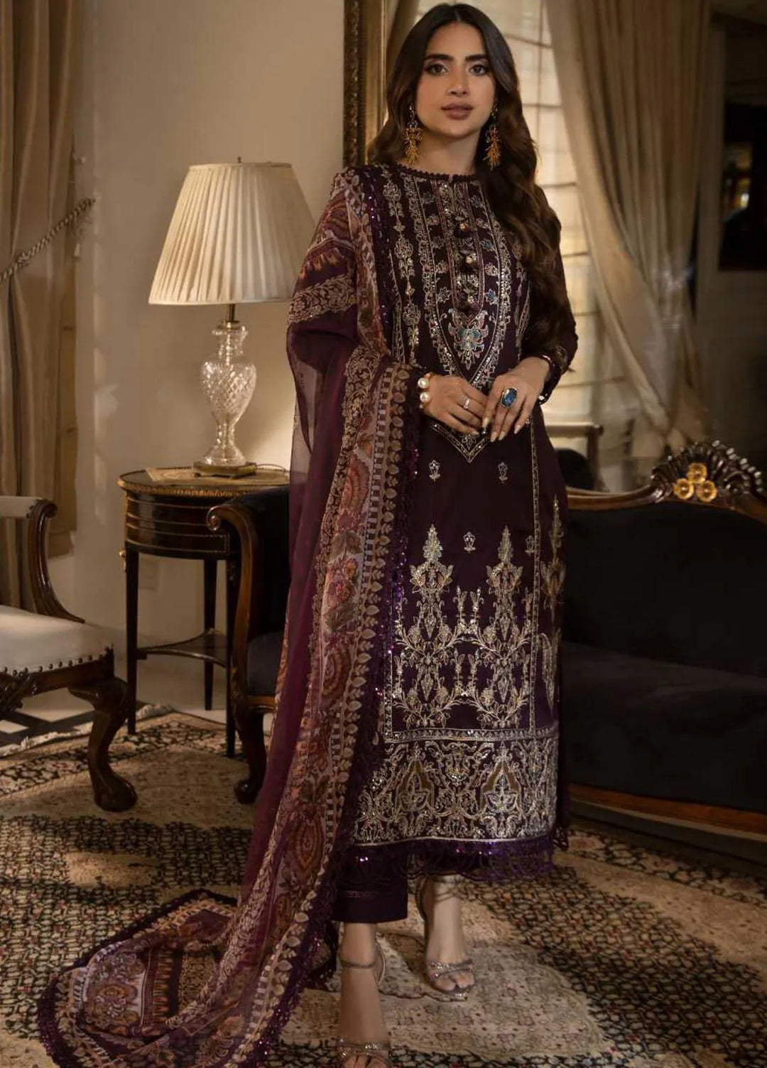 Asra Intermix By Asim Jofa Embroidered Cambric Unstitched Suit 3 Piece AJ23AI AJAS-29 - Formal Collection