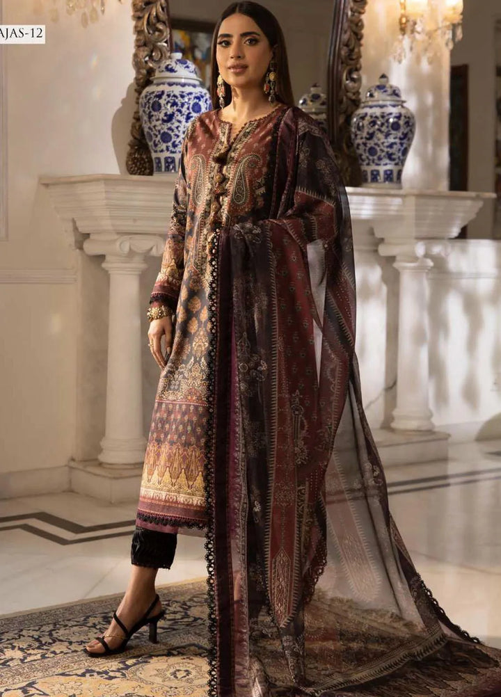 Asra Intermix By Asim Jofa Printed Cambric Unstitched Suit 3 Piece AJ23AI AJAS-12 - Formal Collection
