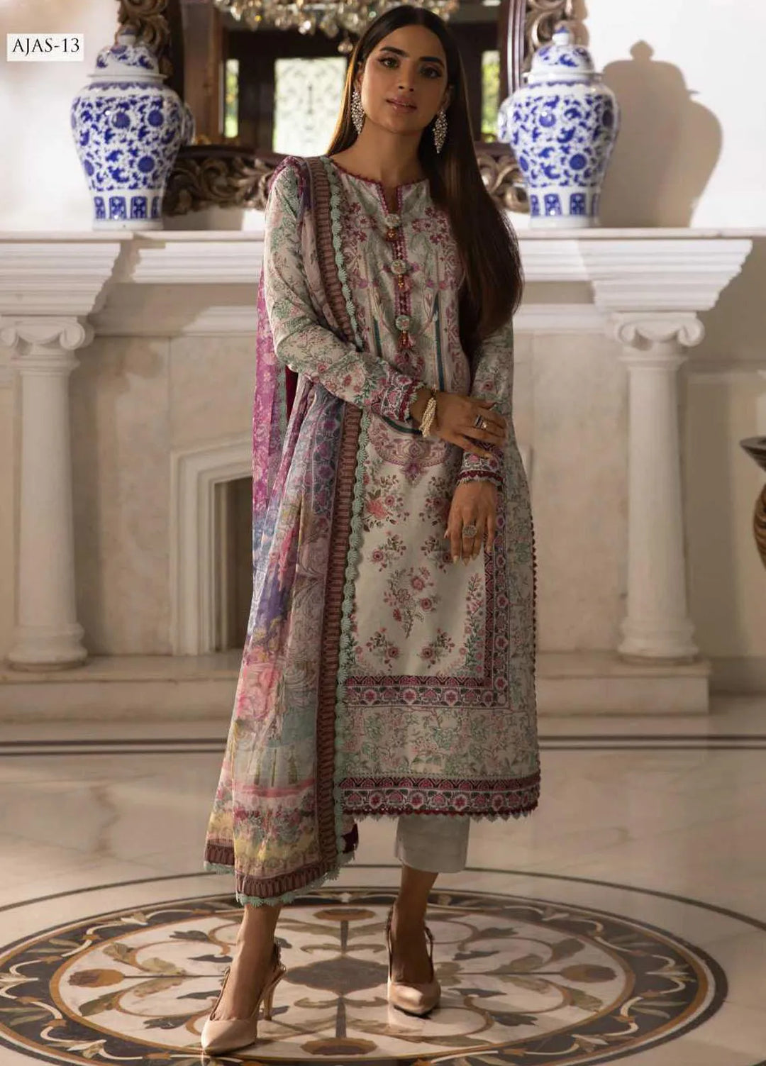 Asra Intermix By Asim Jofa Printed Cambric Unstitched Suit 3 Piece AJ23AI AJAS-13 - Formal Collection