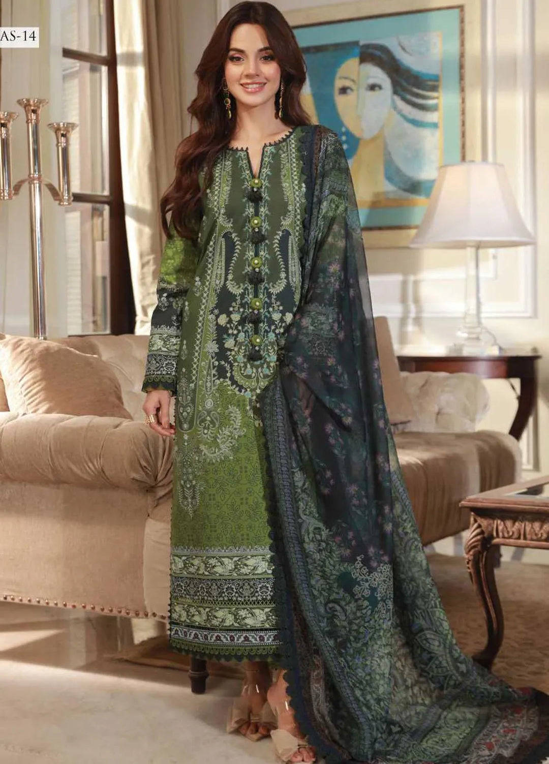 Asra Intermix By Asim Jofa Printed Cambric Unstitched Suit 3 Piece AJ23AI AJAS-14 - Formal Collection