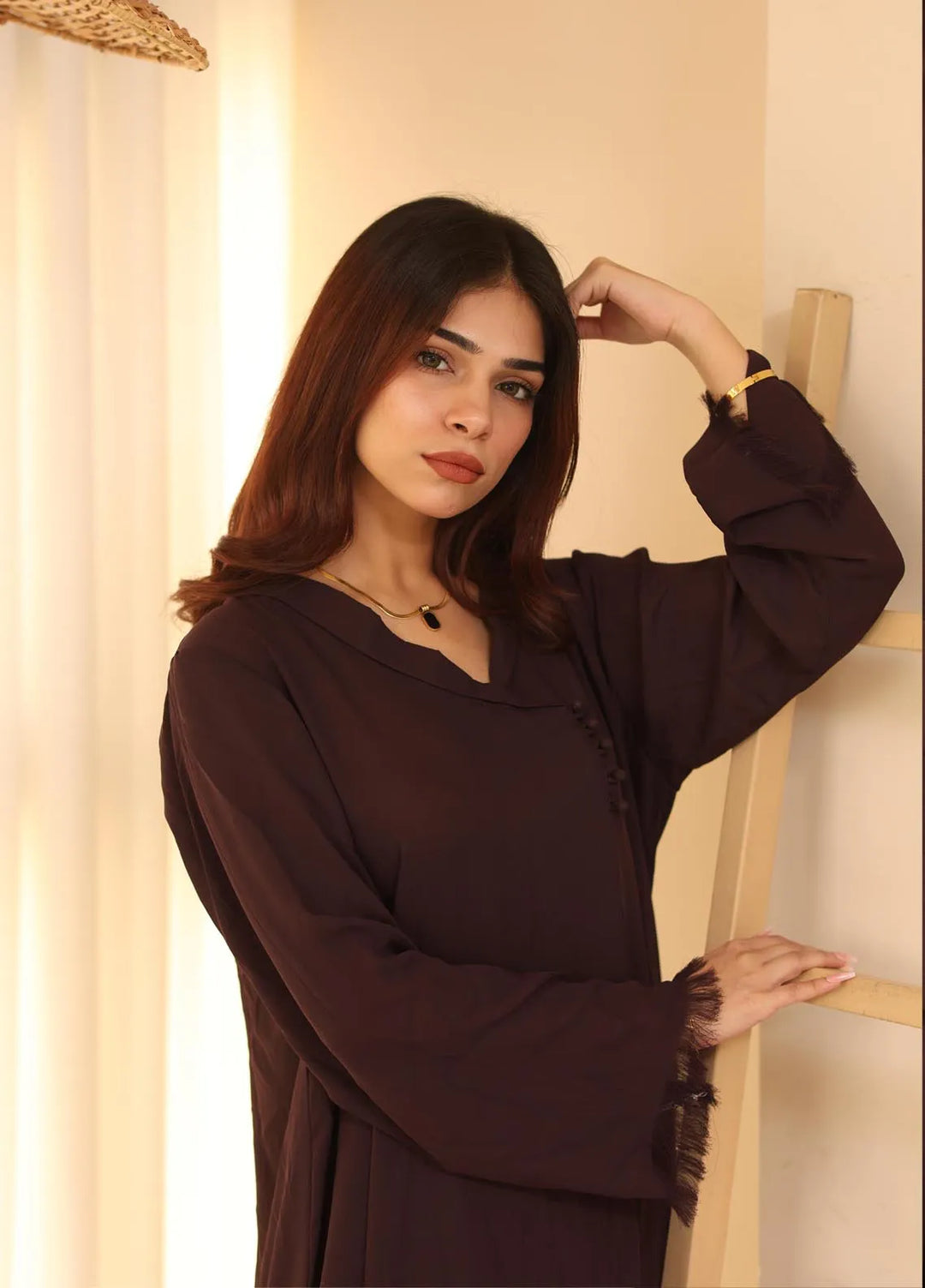 Attire by Maha Pret Solid Georgette 2 Piece Suit Burnt Sienna