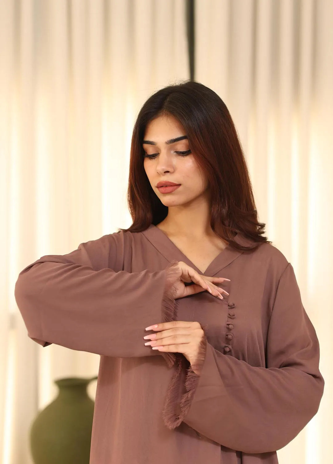 Attire by Maha Pret Solid Georgette 2 Piece Suit Dusky Chestnut