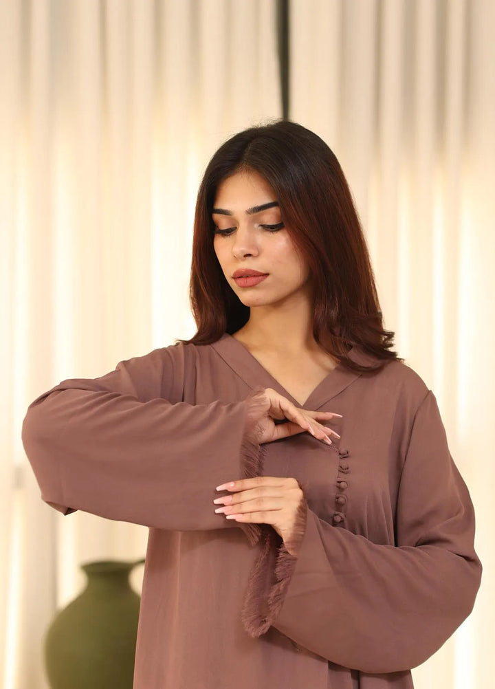 Attire by Maha Pret Solid Georgette 2 Piece Suit Dusky Chestnut