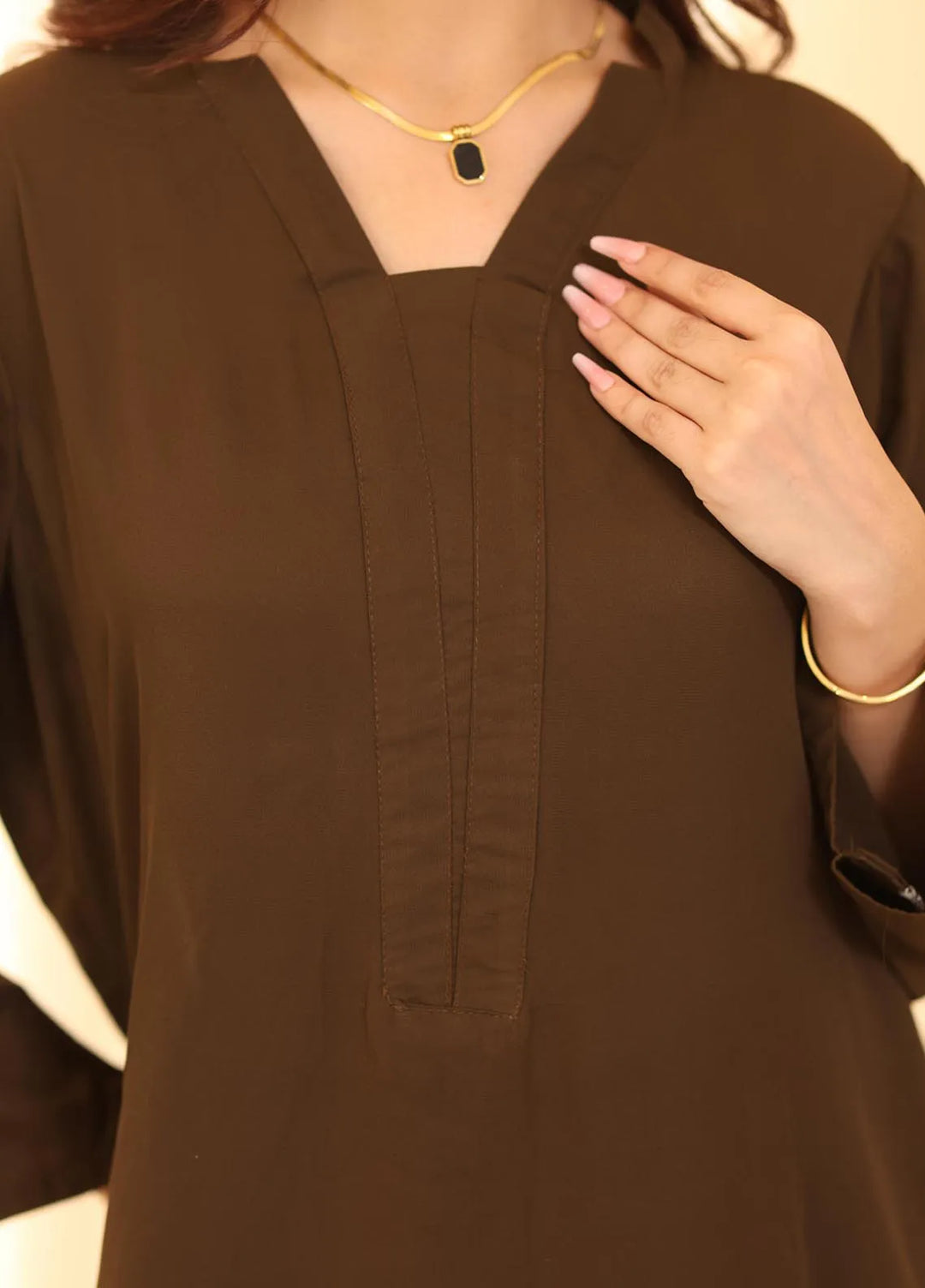 Attire by Maha Pret Solid Georgette 2 Piece Suit Rustic Clay