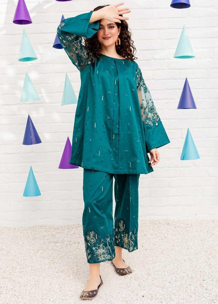 Aura Apparel Pret Embroidered Lawn 2 Piece Suit Forest Zinc