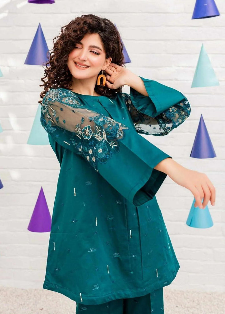 Aura Apparel Pret Embroidered Lawn 2 Piece Suit Forest Zinc