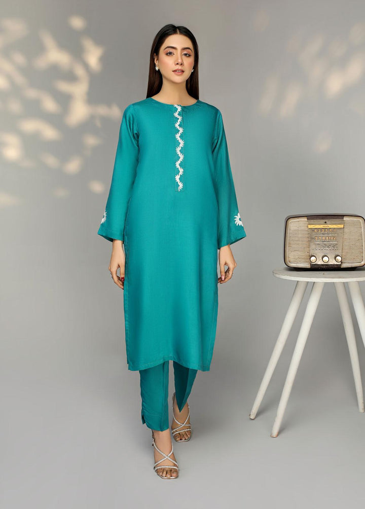 Aura Apparel Casual Pret  Viscose 2 Piece Dress AU23FLG Sky Stone