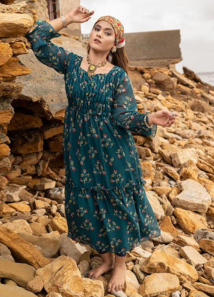 Nazmina Pret Fancy Chiffon Kurti FR-708 Muddled Florals