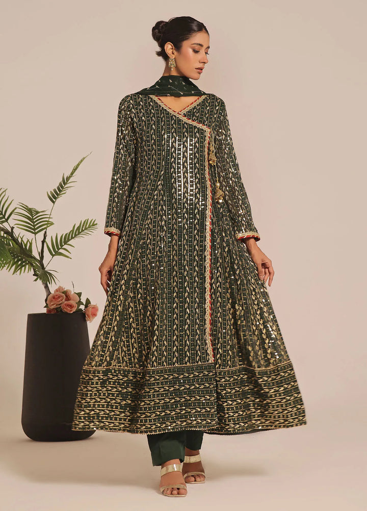 Ayesha Closet Pret Embroidered Chiffon 3 Piece Suit Resham Green