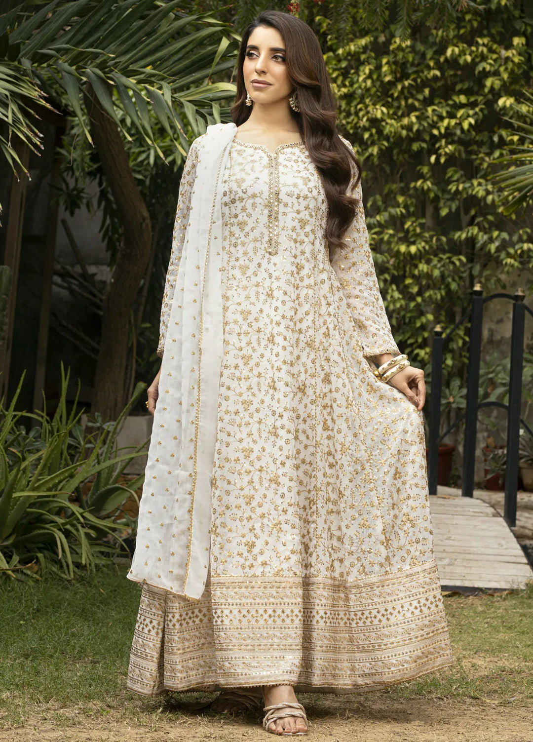 Ayesha Closet Pret Embroidered Chiffon 3 Piece Suit Sawariya White