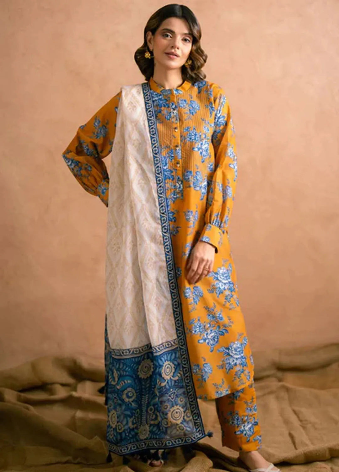 Ayla Studio Printed Munar Dupatta Lime White - Dupatta Collection