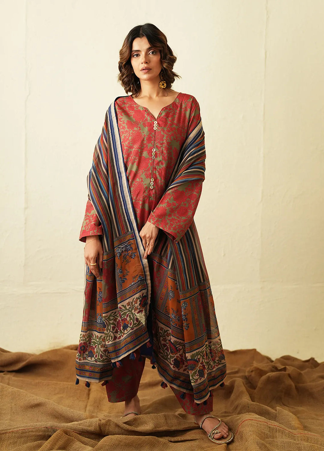 Ayla Studio Pret Printed Poly Viscose 2 Piece Suit Sage