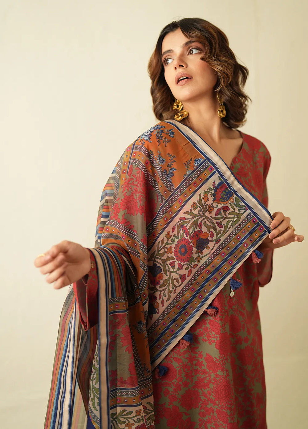 Ayla Studio Pret Printed Poly Viscose 2 Piece Suit Sage