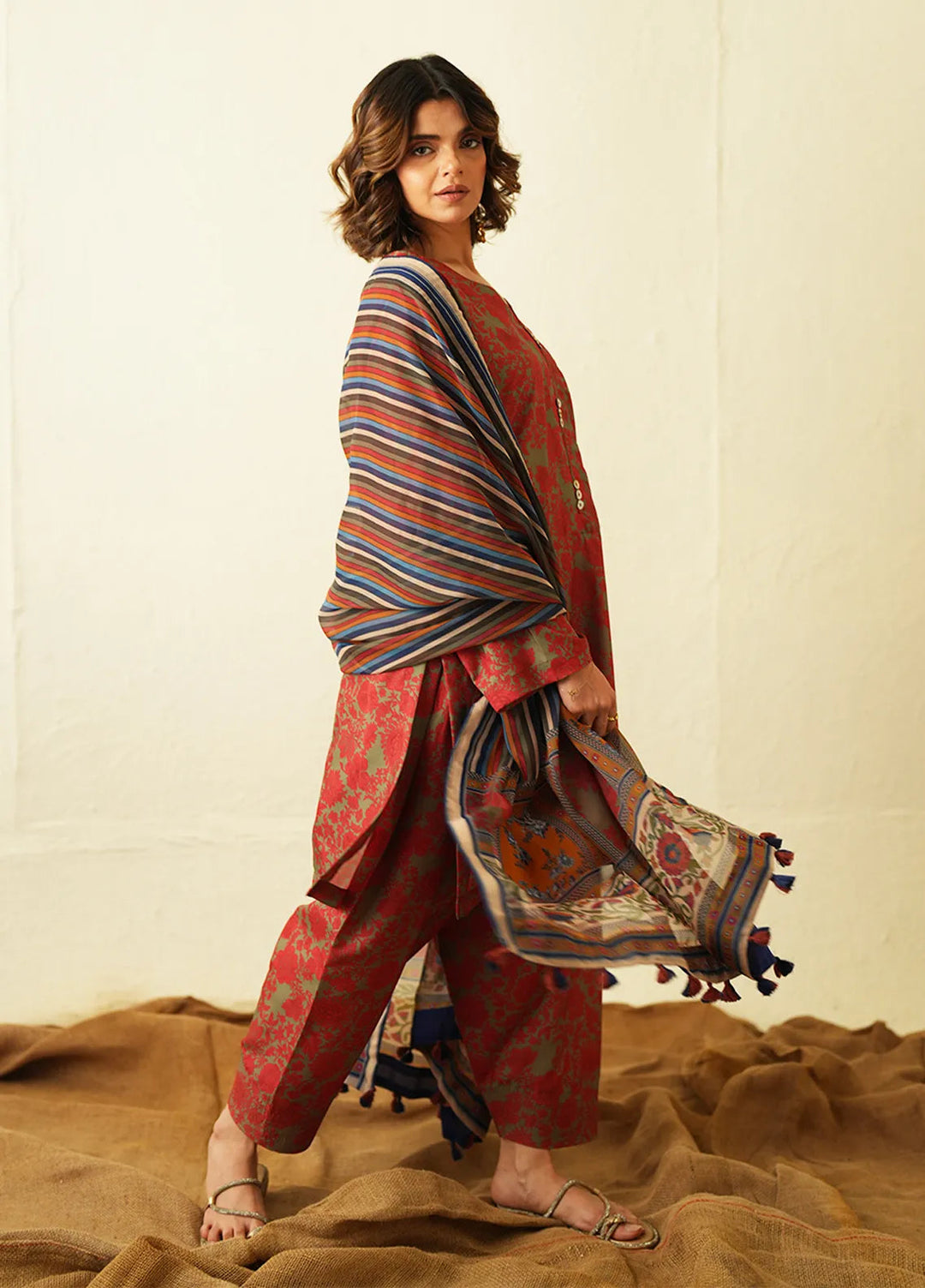 Ayla Studio Pret Printed Poly Viscose 2 Piece Suit Sage