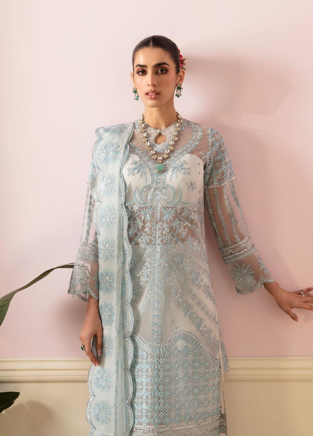 Ayzel By Afrozeh Embroidered Organza Suits Unstitched 3 Piece AAF24TW ADK-V1-07 Viana - Luxury Collection