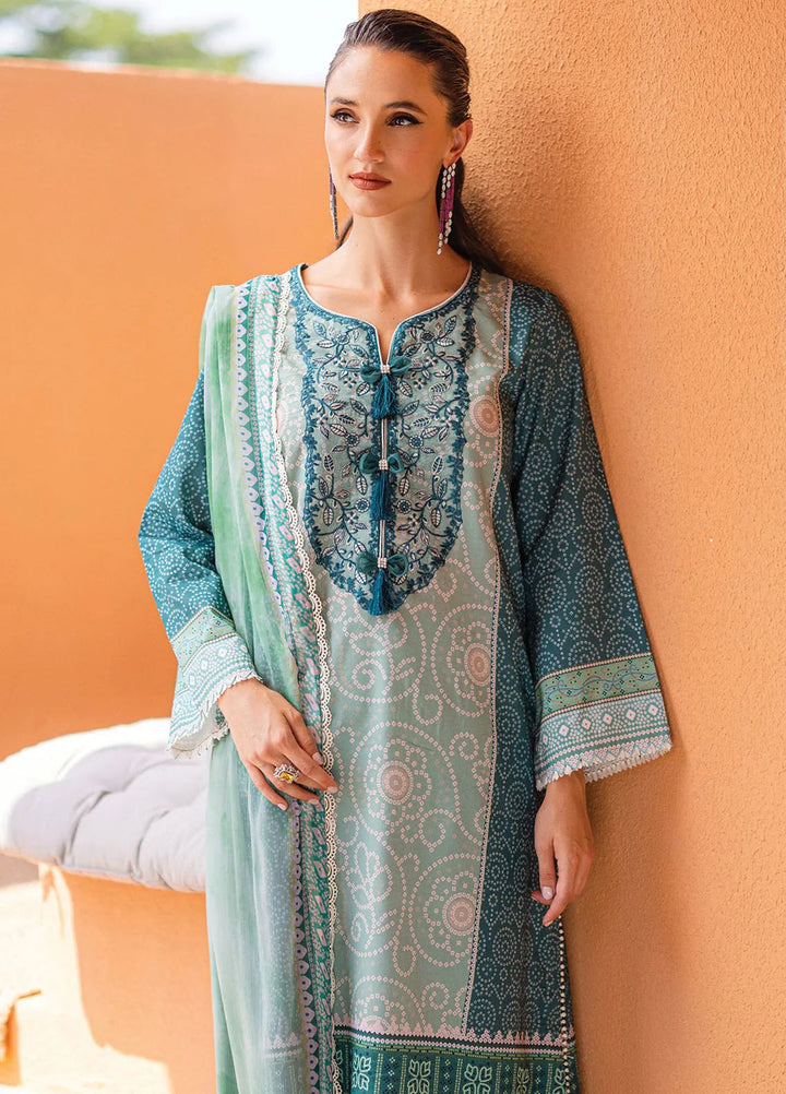 Azalea by Roheenaz Printed Lawn Suit Unstitched 3 Piece RNZ24A Ocean Breeze RNZ-02B - Summer Collection