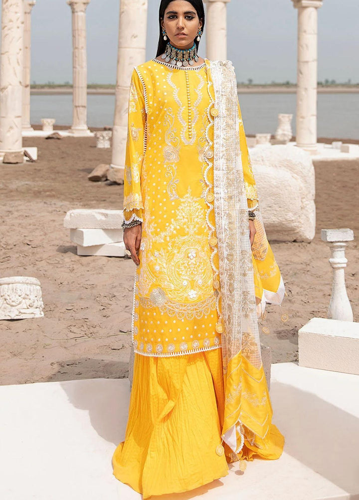 Azalea Embroidered Lawn Suits Unstitched 3 Piece AZA21F 05 Yellow - Festive Collection