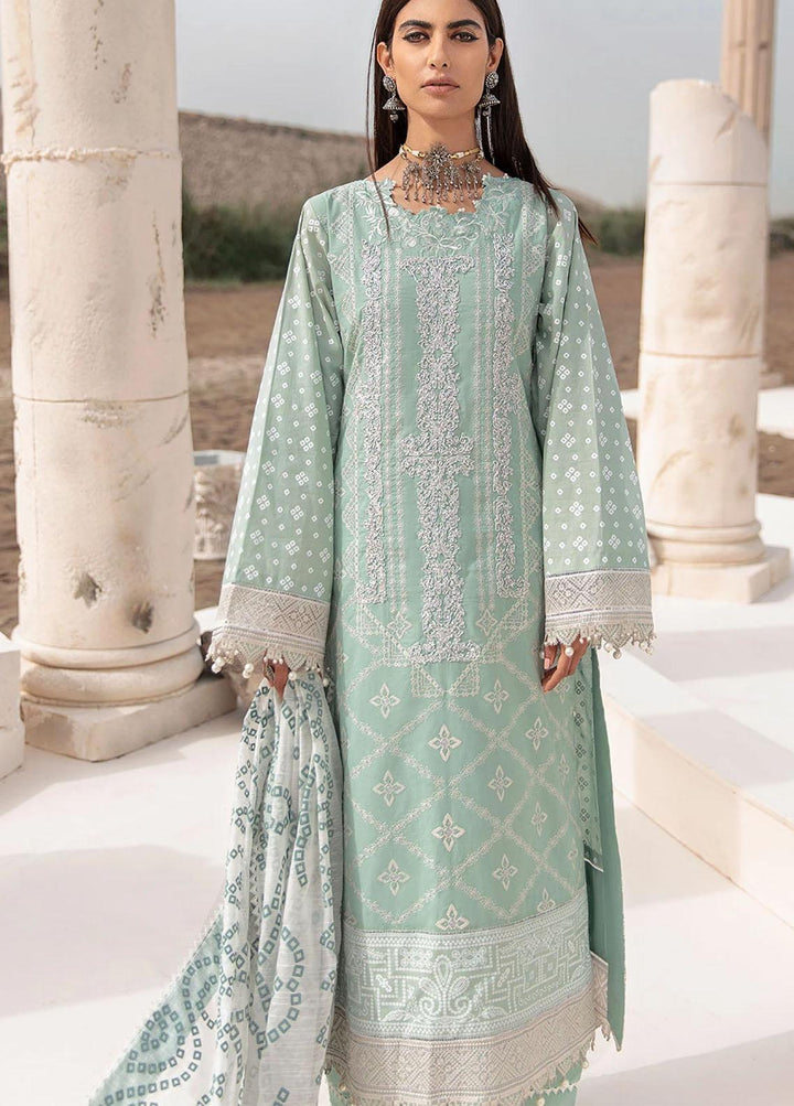 Azalea Embroidered Lawn Suits Unstitched 3 Piece AZA21F 06 Mint Green - Festive Collection