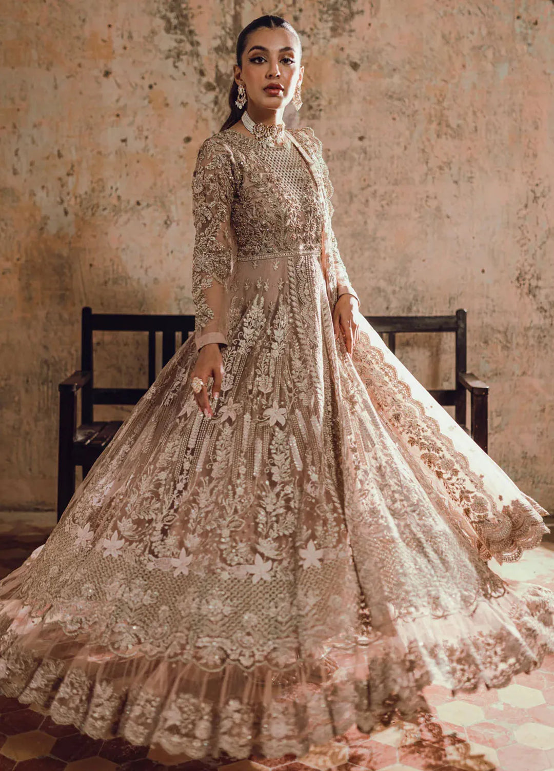 Azure Embroidered Net Suit Unstitched 3 Piece AZ24W Nayaab - Formals Collection