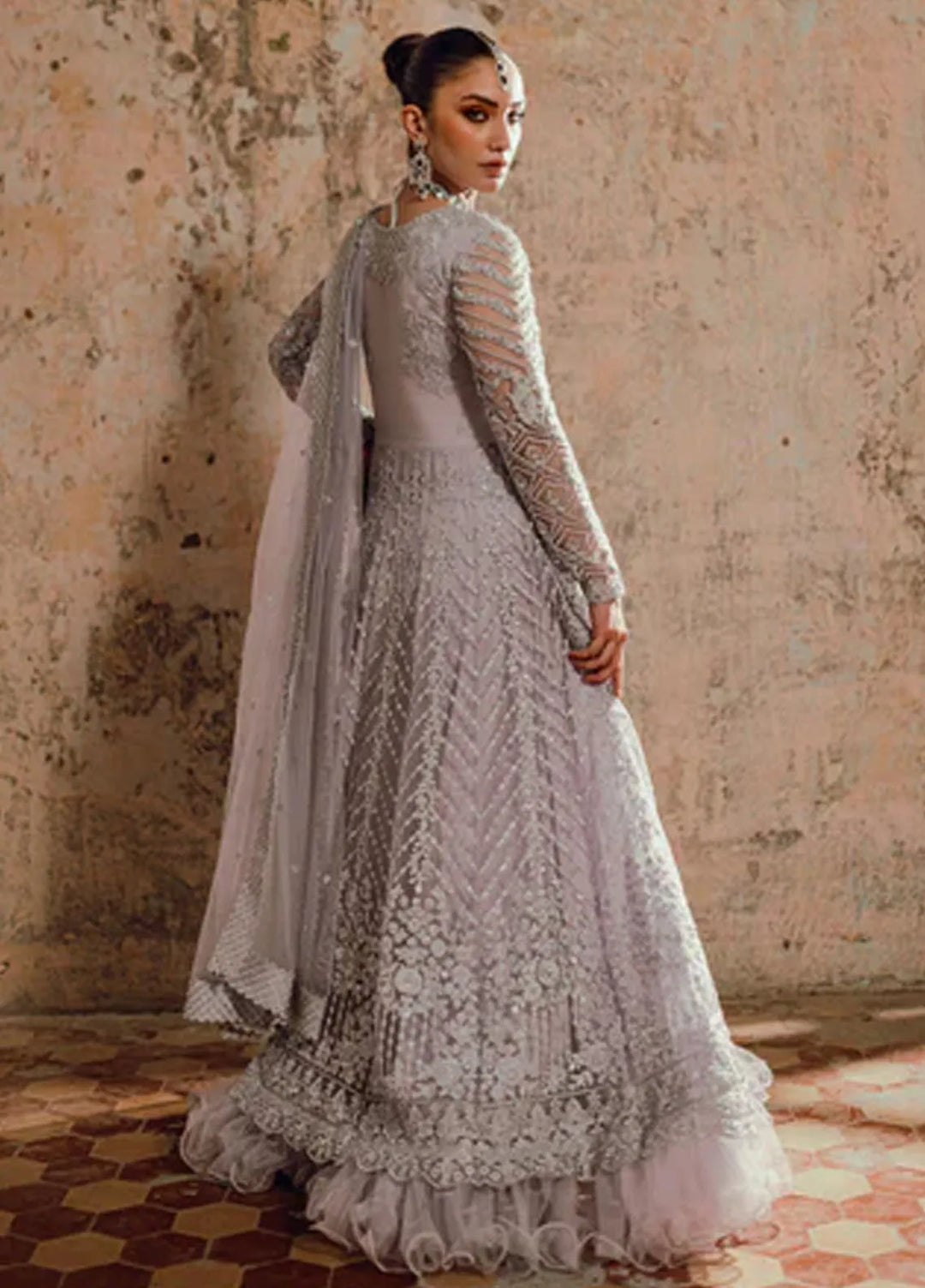 Mini Net Suit Azure Embroidered Net Suit Unstitched 3 Piece AZ24W Sehar - Formals ...