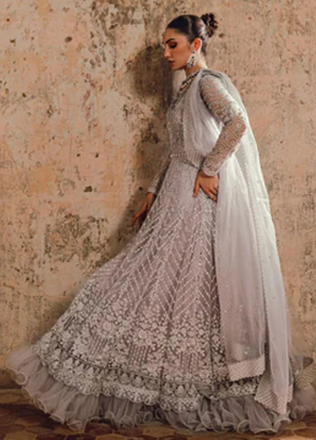 Mini Net Suit Azure Embroidered Net Suit Unstitched 3 Piece AZ24W Sehar - Formals ...