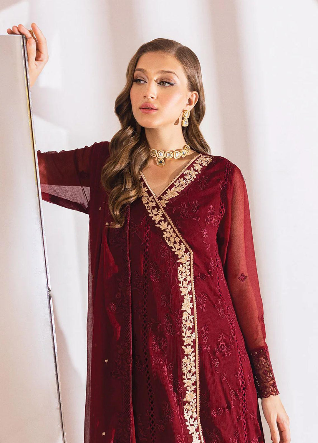 Azure Embroidered  Suits Unstitched 4 Piece AZU23LE Tempting Berry - Luxury Collection
