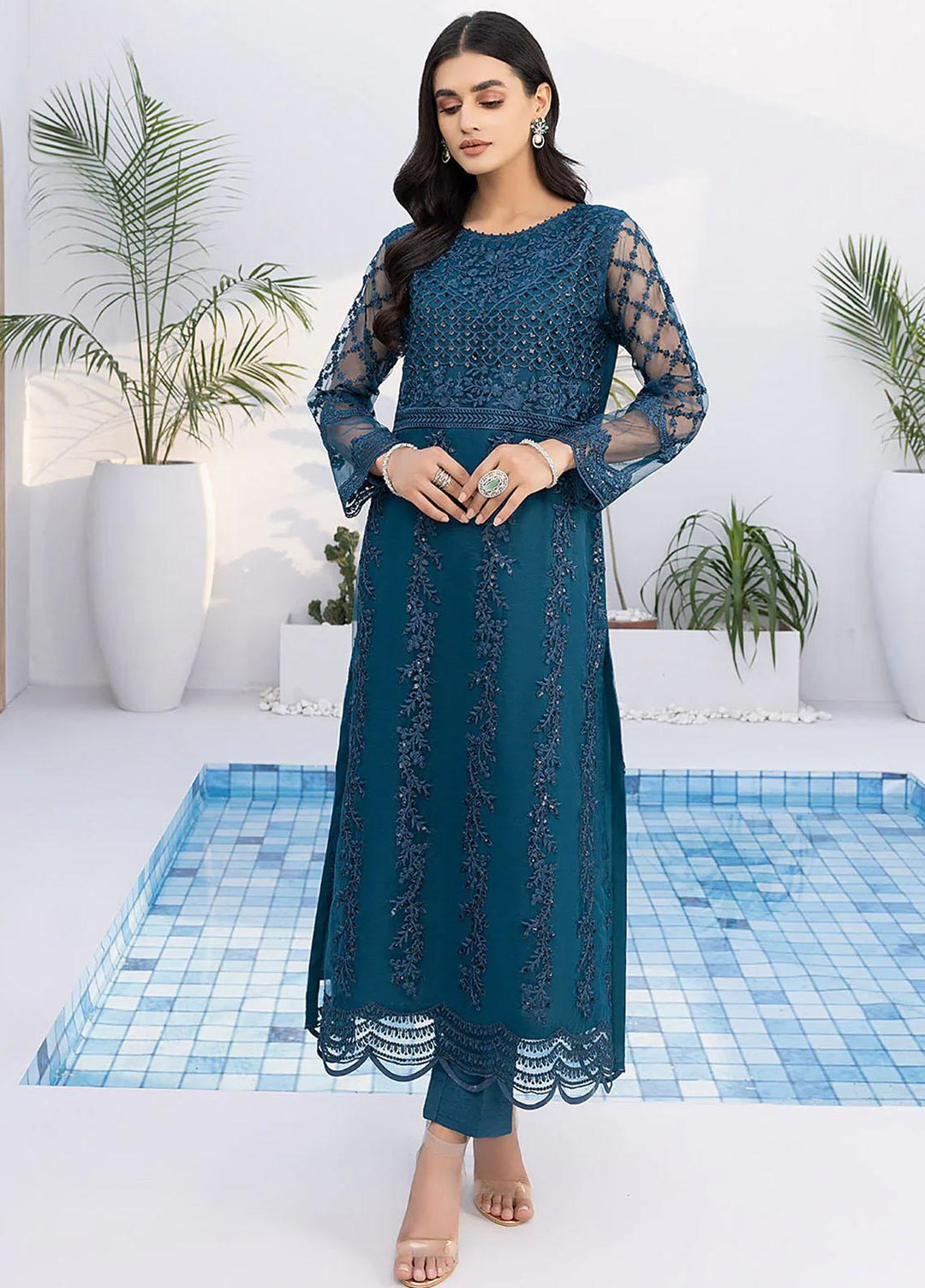 Azure Embroidered   Unstitched Shirt AZU22S Sea Star - Luxury Formal Collection