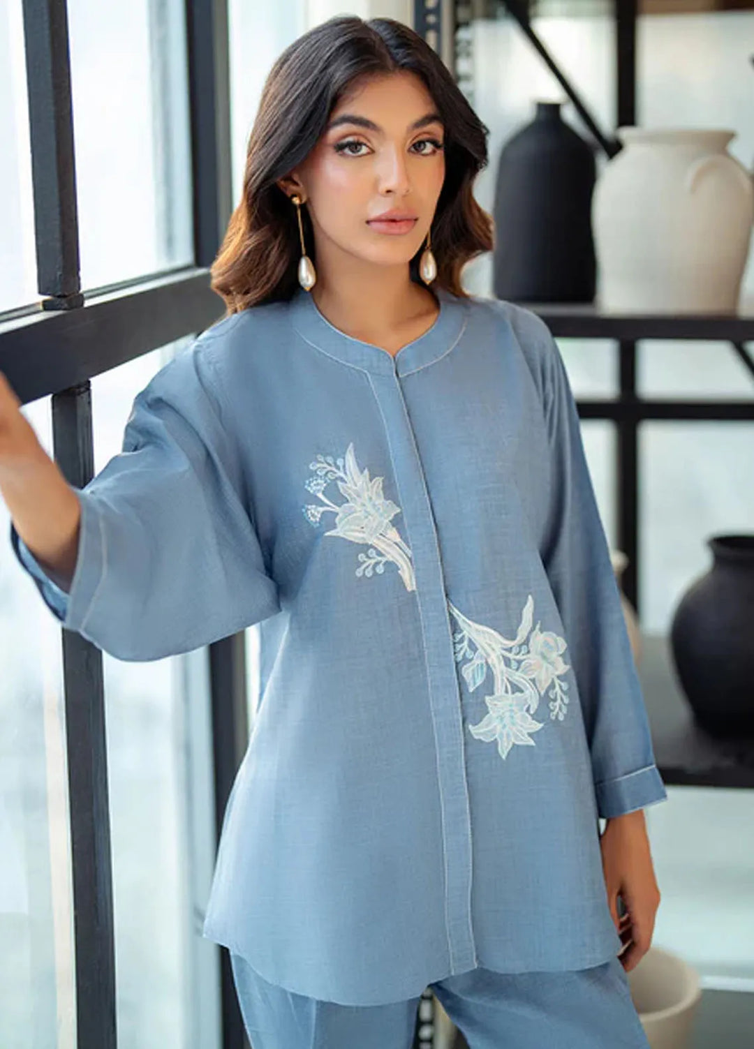 Azure Pret Casual Blended 2 Piece Suit Skyline Blue