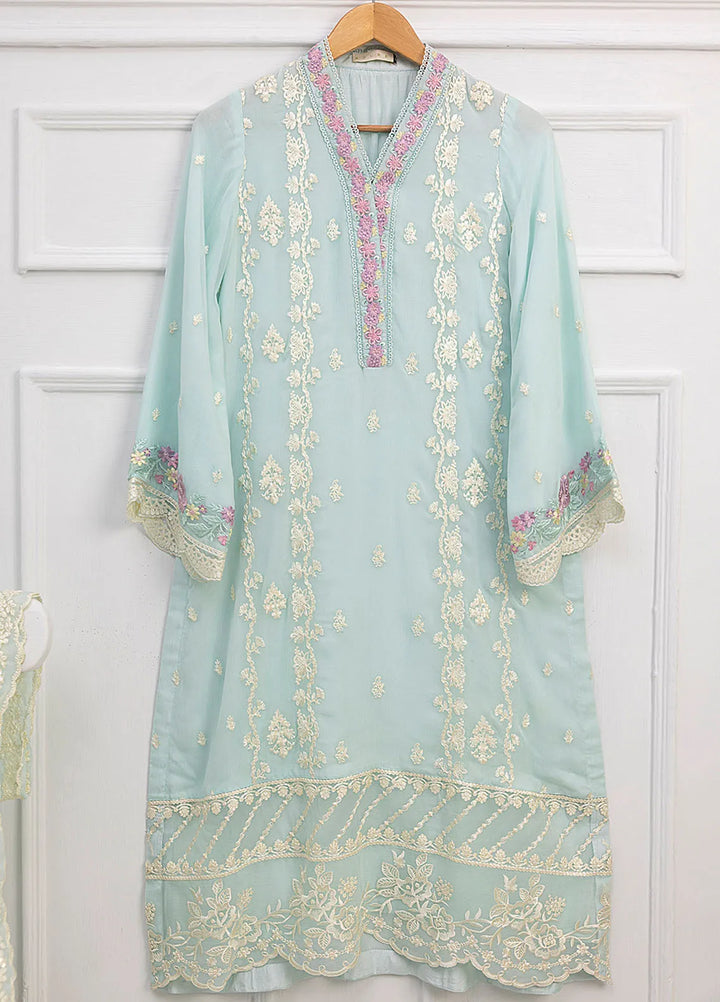 Azure Pret Embroidered Chiffon 3 Piece Suit Aqua Elegance