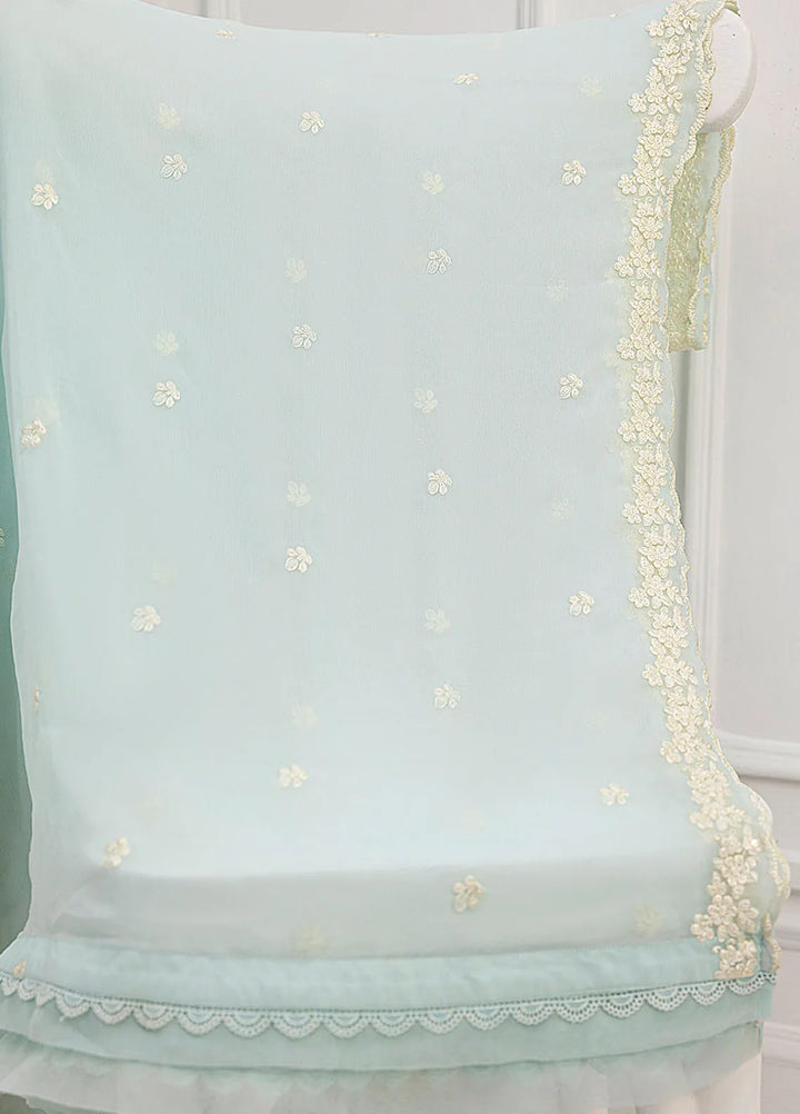 Azure Pret Embroidered Chiffon 3 Piece Suit Aqua Elegance