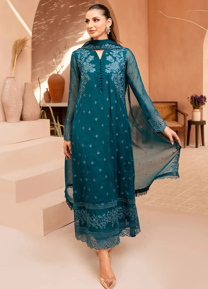 Azure Pret Embroidered Chiffon 3 Piece Suit Caribbean Charm