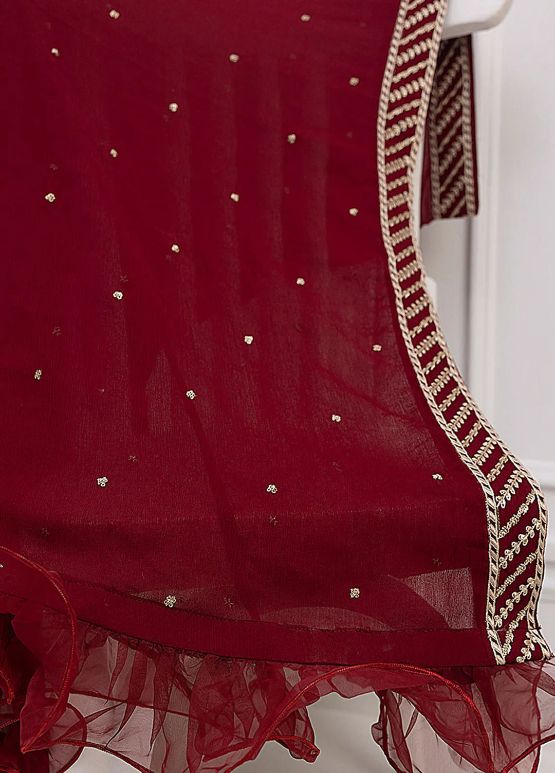 Azure Pret Embroidered Chiffon 3 Piece Suit Deep Claret