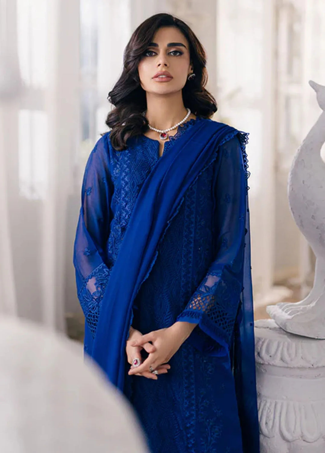 Azure Pret Embroidered Chiffon 3 Piece Suit Iris Charm