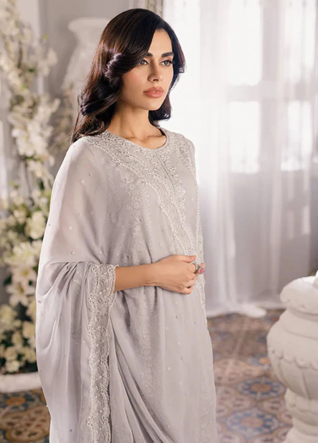 Azure Pret Embroidered Chiffon 3 Piece Suit Moon Storm