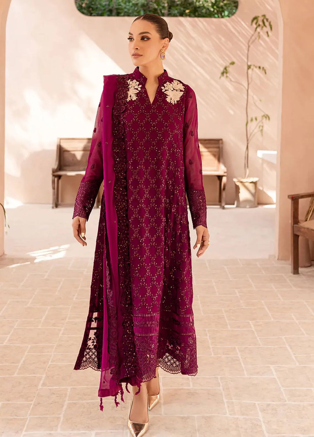 Azure Pret Embroidered Chiffon 3 Piece Suit Orchid Obsession
