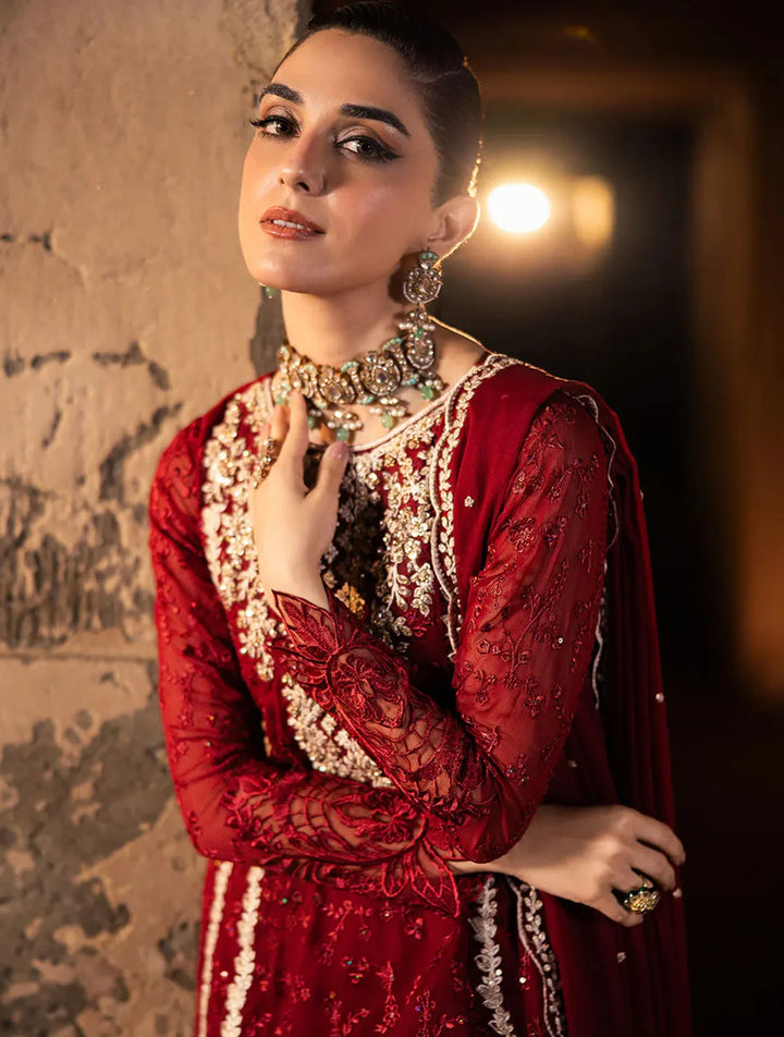 Azure Pret Embroidered Chiffon 3 Piece Suit Royal Crimson
